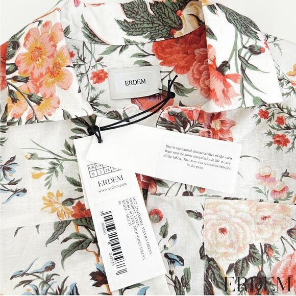 ERDEM **NWT** Mayra Floral Shirtdress in White Floral Multi - Picture 9 of 14